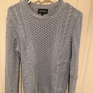 Bonobos Cashmere Cotton Ribbed Knit Light Gray Slim Fit Sweater Sz Small